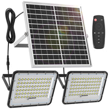 Load image into Gallery viewer, ENGREPO Solar Flood Light Outdoor Auto On/Off Dusk to Dawn with Remote Control 1500LM Dual 144LEDs 6000K Bright White Floodlights Ip65 Waterproof Solar Power Light for Yard, Garden, Shed, Barn.