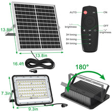 Load image into Gallery viewer, ENGREPO Solar Flood Light Outdoor Auto On/Off Dusk to Dawn with Remote Control 1500LM Dual 144LEDs 6000K Bright White Floodlights Ip65 Waterproof Solar Power Light for Yard, Garden, Shed, Barn.