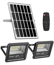 Load image into Gallery viewer, ENGREPO Solar Flood Light Outdoor Auto On/Off Dusk to Dawn with Remote Control 1000LM Dual 6000K Bright White Floodlights