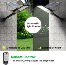Load image into Gallery viewer, ENGREPO Solar Street Lights Outdoor, 80 Watts Security Flood Light Auto On/Off Dusk to Dawn with Remote Control for Yard, Garden, Street, Basketball Court