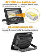Load image into Gallery viewer, ENGREPO Solar Flood Light Outdoor Auto On/Off Dusk to Dawn with Remote Control 1000LM Dual 6000K Bright White Floodlights