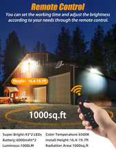 Load image into Gallery viewer, ENGREPO Solar Flood Light Outdoor Auto On/Off Dusk to Dawn with Remote Control 1000LM Dual 6000K Bright White Floodlights