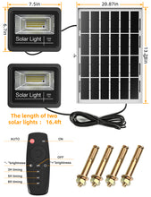 Load image into Gallery viewer, ENGREPO Solar Flood Light Outdoor Auto On/Off Dusk to Dawn with Remote Control 1000LM Dual 6000K Bright White Floodlights