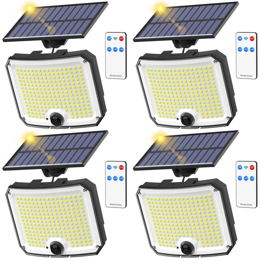 ENGREPO 4 Pack Solar Lights 208 LEDs Solar Powered Motion Sensor Light Security Waterproof Solar Flood Light with 16.5ft Cable for Yard, Fence, Garden, Patio, Front Door, Shed, Deck, Path.
