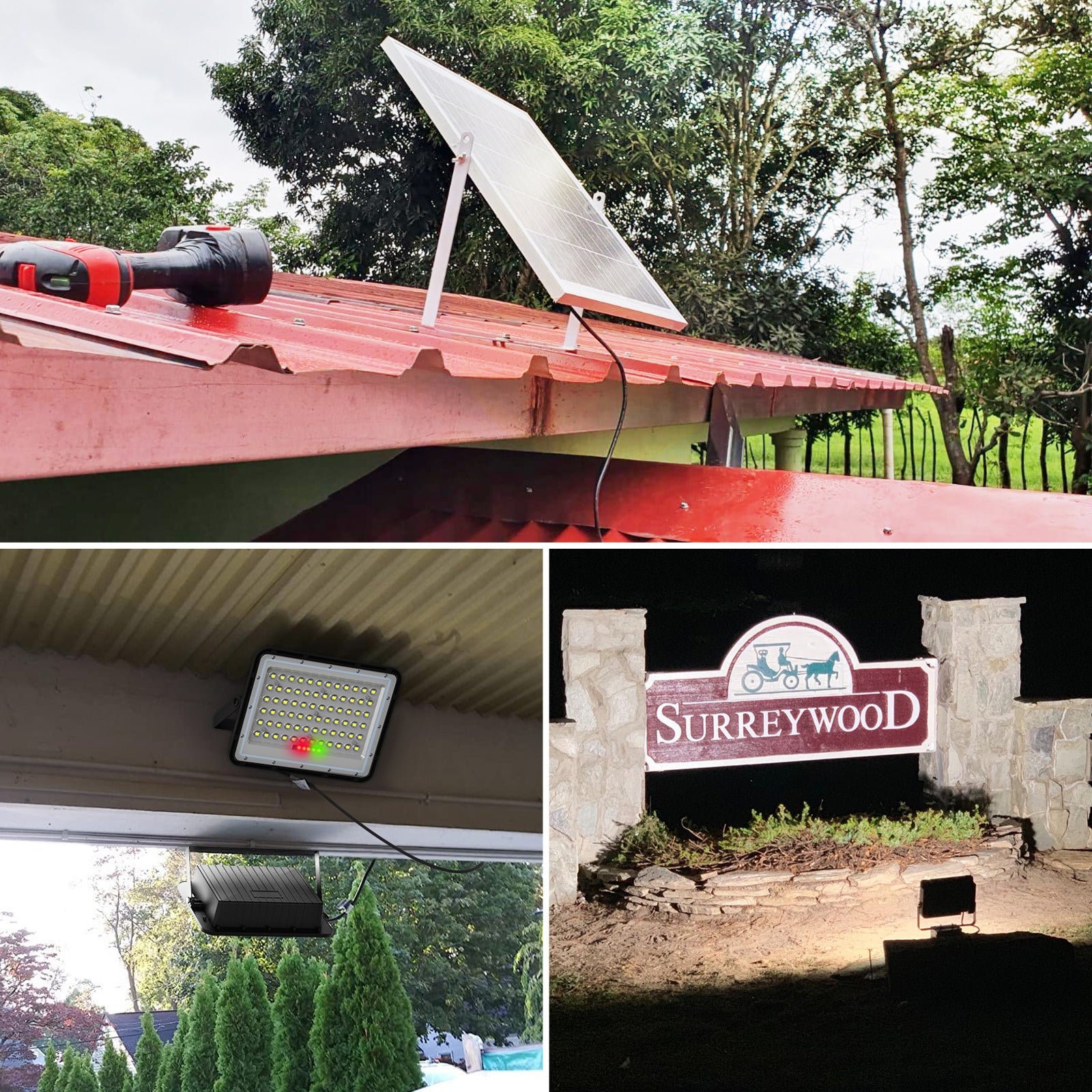 ENGREPO Solar Flood Light Outdoor Auto On/Off