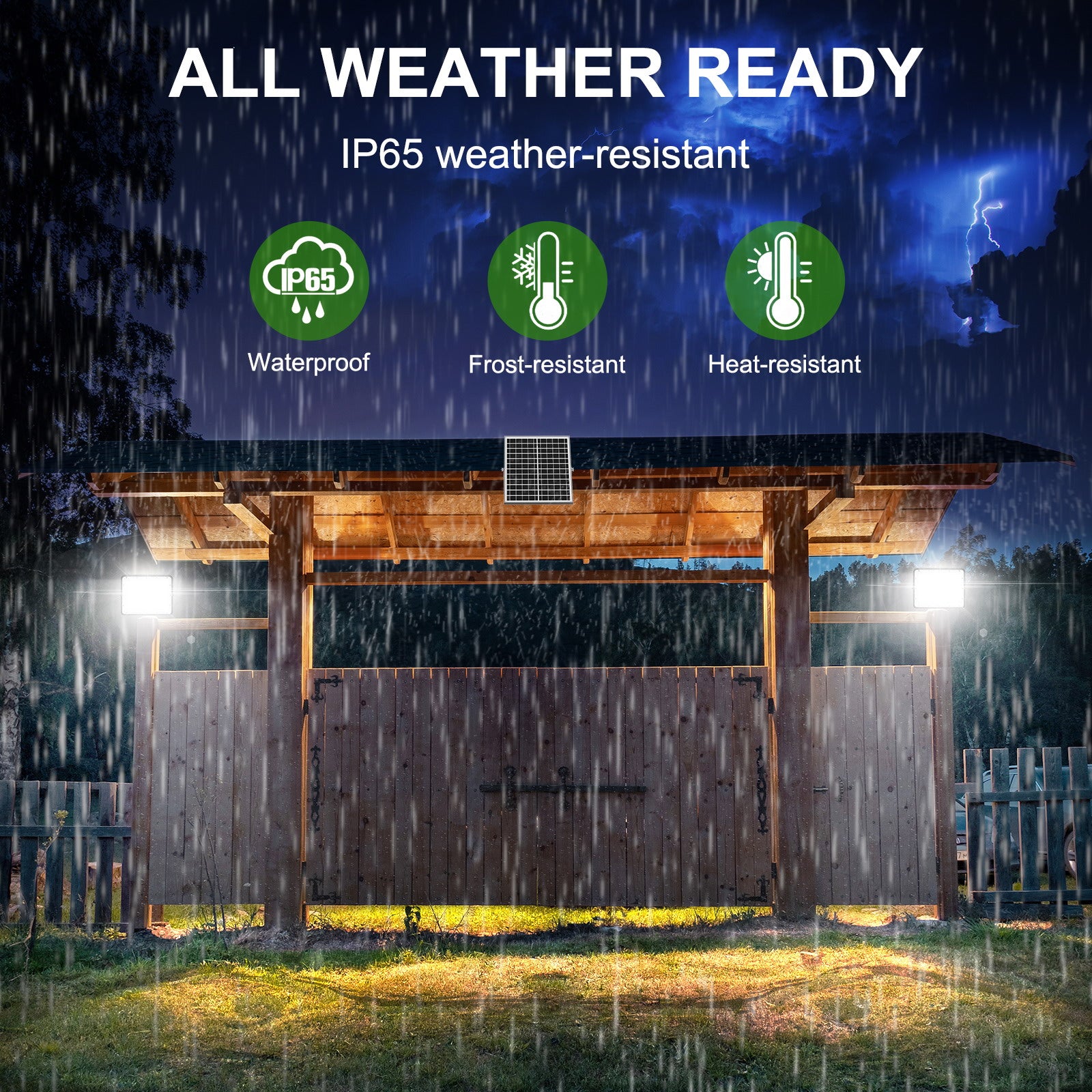 ENGREPO Solar Flood Light Outdoor Auto On/Off