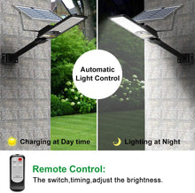 Load image into Gallery viewer, ENGREPO Solar Street Lights Outdoor, 80 Watts Security Flood Light Auto On/Off Dusk to Dawn with Remote Control for Yard, Garden, Street, Basketball Court
