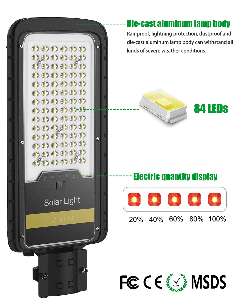 ENGREPO Solar Street Lights Outdoor 80 Watts